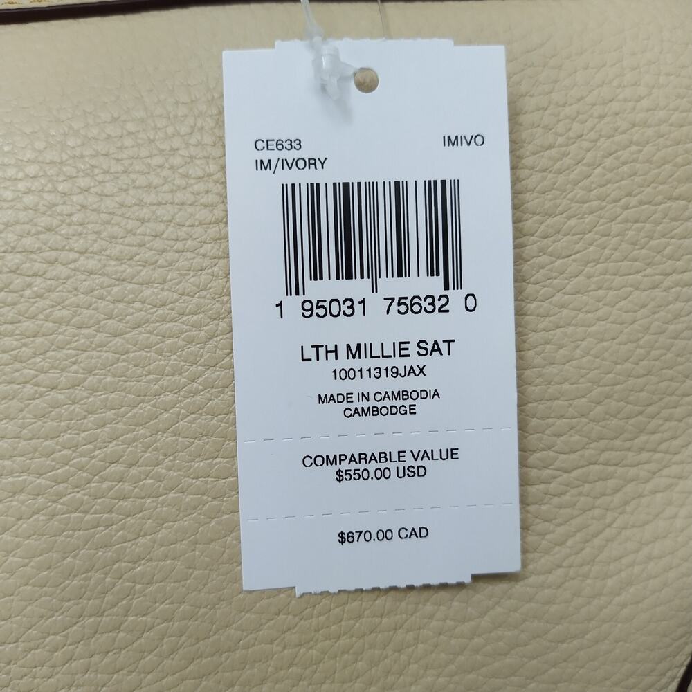 Coach Millie Ivory Pebbled Leather Top Handle Satchel Bag - NWT $550 - Picture 4 of 15